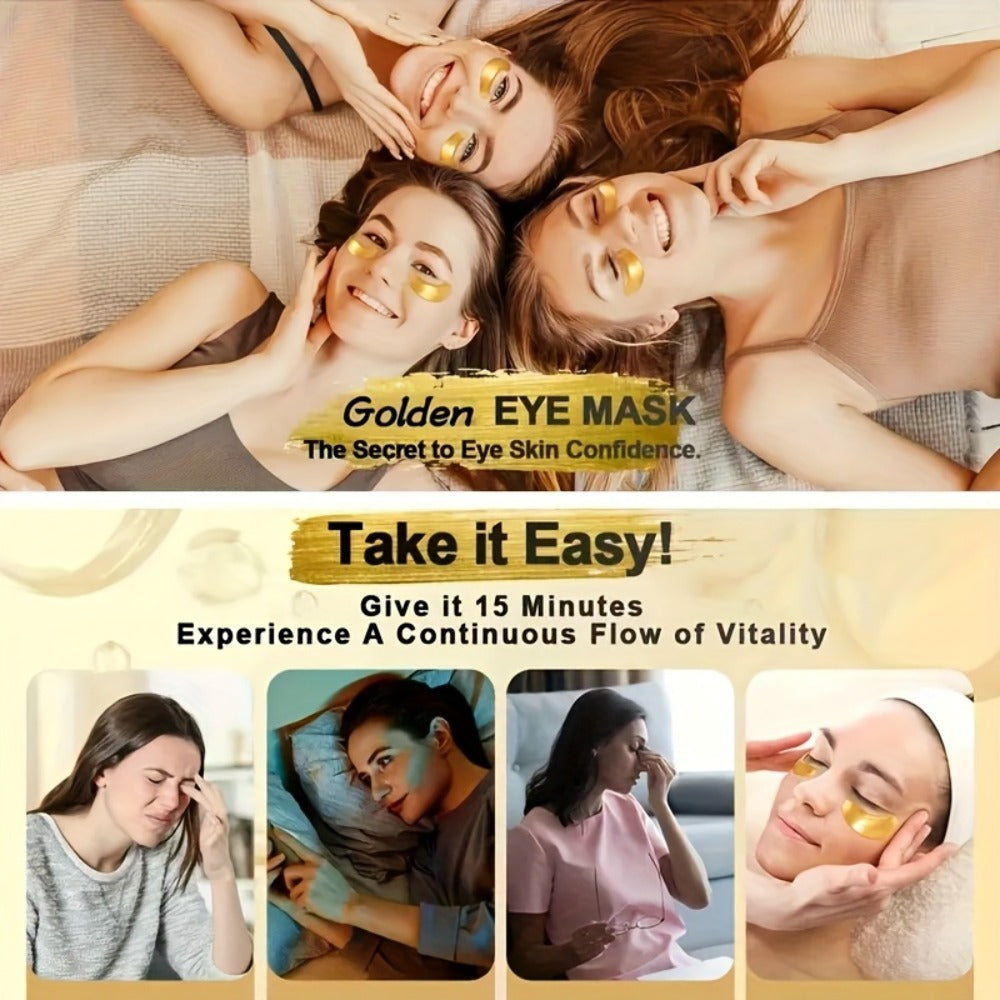 Golden Eye Mask (24 Pairs), Collagen Eye Patches, Make Skin Look Smoother & Firmer, Suitable for All Skin Types, The Look Of Fine Lines & Wrinkles, Korean Skincare Products, Autumn & Winter Skincare Products, Christmas And Halloween Gifts