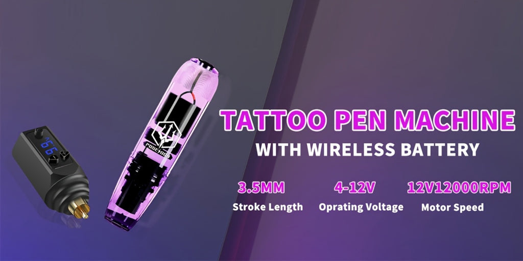 POSEIDON Tattoo Machine Kit Tattoo Gun Kit Complete Set With 20 Tattoo Needles 1500mAh Battery, Tattoo Machine Cordless Tattoo Machine Tattoo Supplies 11 Tattoo Inks Complete Cordless Machine For Beginners And Tattoo Artists, Perfect Gift