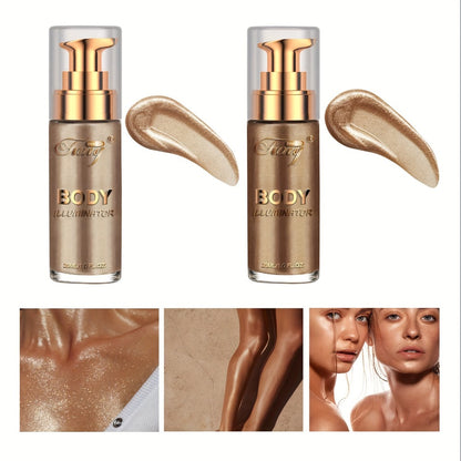 Liquid Luminizer Set of 2 Moisturizing Shimmer Highlighter for Face & Body All-in-One Glow Makeup Summer Bronzer Illuminator Women Gift