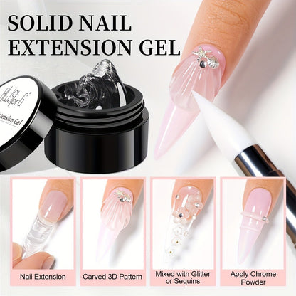 Nail Extension Gel Kit 5pcs Solid Builder Gel for Nails Clear Nude Hard Gel Nail Sculpting Set with Flower Molds Sculpting Brush 3D Nail Art Rhinestone Gel Acrylic Nail Starter Kit for Women