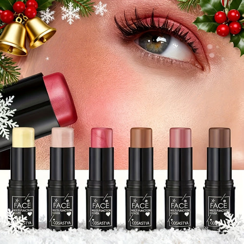 3-in-1 Multifunctional Makeup Sticks 6pcs — Waterproof Blush Eyeshadow & Touch-Up Sticks, All-Day Moisturizing Glossy Shimmer, Multi-Color Natural Face Makeup Set
