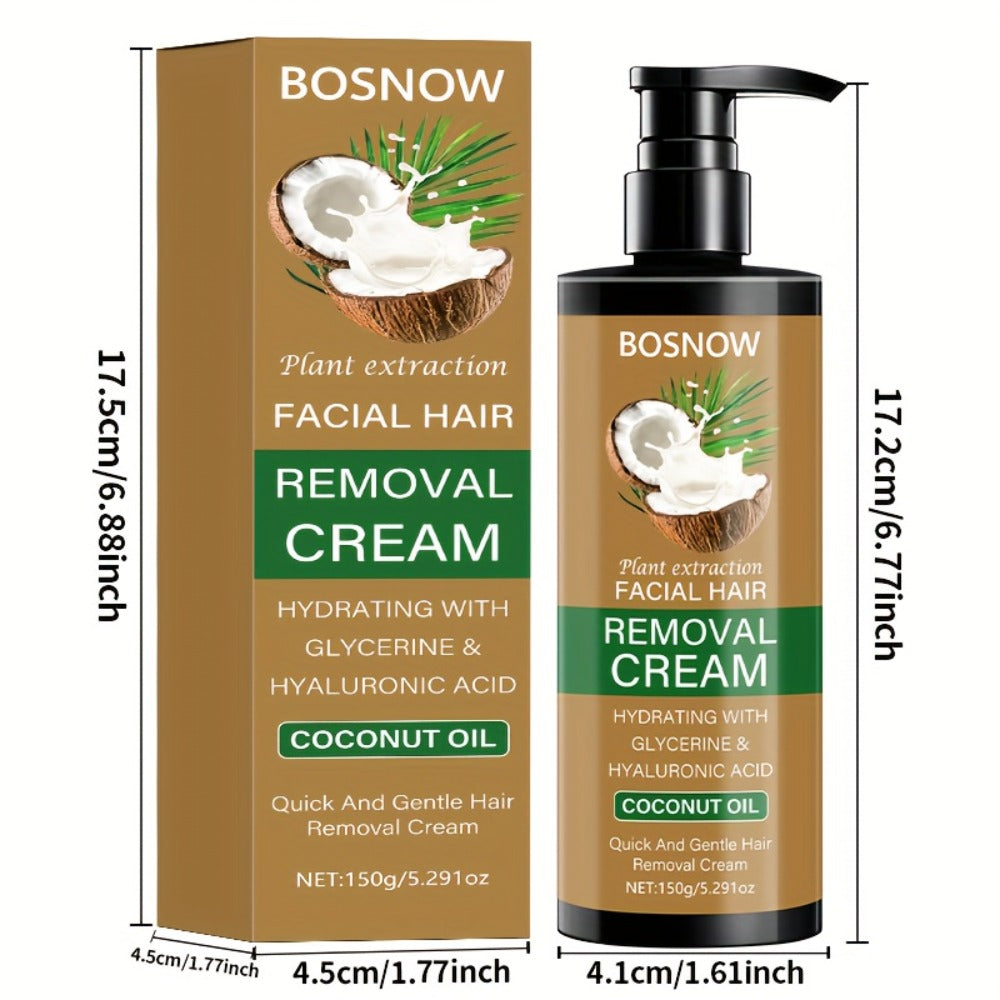 150g Coconut Hair Removal Cream, Non-permanent Hair Removal, Painless Hair Removal, Hair Removal Clean And Thorough Without Residue, 3 Minutes Fast Hair Removal, 15 Days Lasting Effect, Suitable for Underarms, Lips, Arms, Thighs, Body, Private Parts, Unde