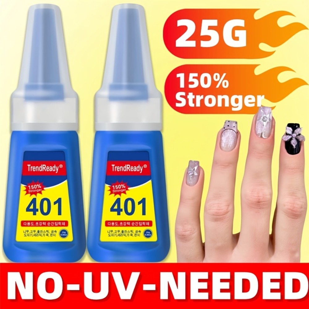 2 Bottles Large Capacity Super Nail Glue | 25G/Bottle Long Lasting, No Lamp Needed, Fast-Bonding, Fast Drying & Waterproof Nail Glue | Extra Hold Nail Glue, Nail Glue for Press on Nails, Fake Nails, Nails Art, Nail Supplies for Women, Nail Glue Set
