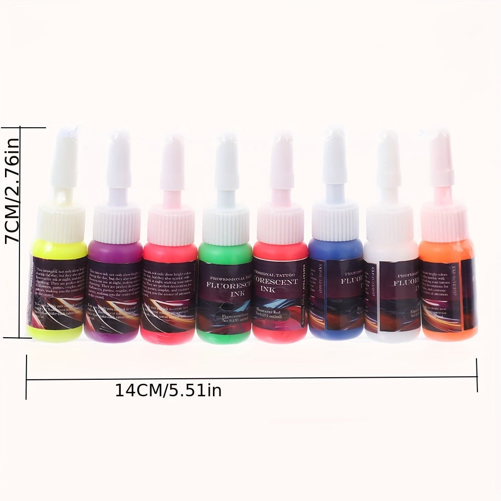 8pcs Fluorescent Color Body Painting Ink | 0.17oz DMTATTOO Full Color Body Painting Ink for Tattoos