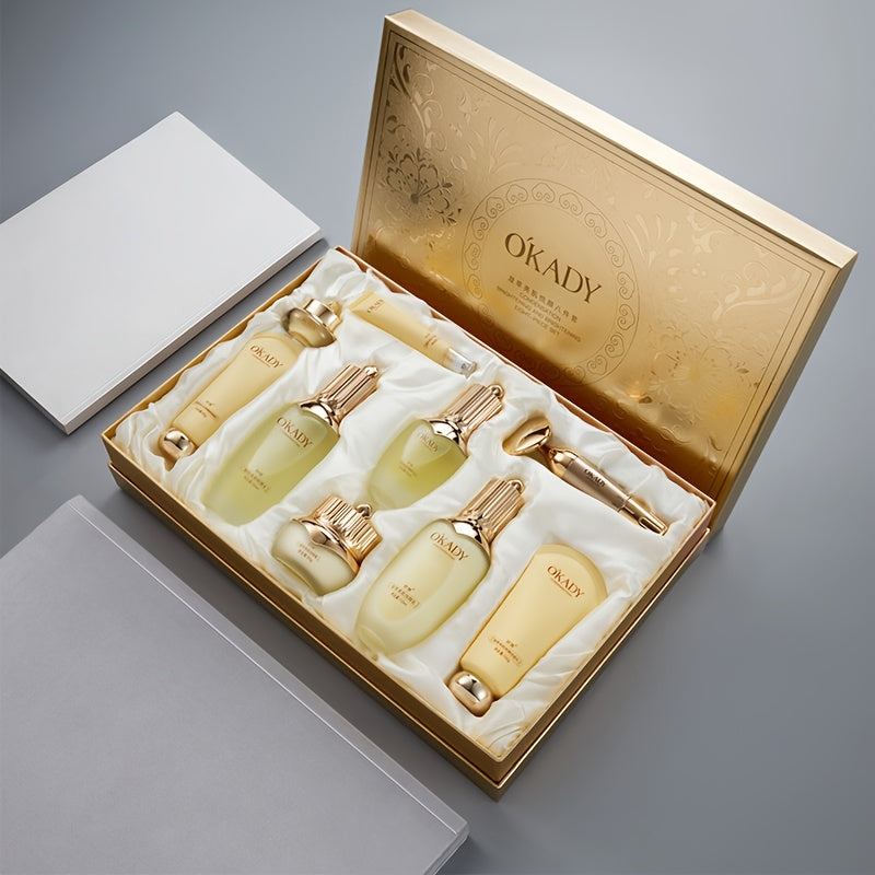 OKADY Ginseng Skincare Set | Make Skin Younger-Looking Alcohol-Free Hypoallergenic Cleansing, Purifying Skin Quick Absorption Facial (Ginseng - 9pcs Set) A Gift for A Lady. Thanksgiving Gift Send Mom, Send Girlfriend
