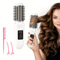Cordless Hair Curler And Straightener Brush, Wireless Hair Curler, Wireless Curling Brush for Women, Rechargeable 2-In-1 Styling Tool with LED Display