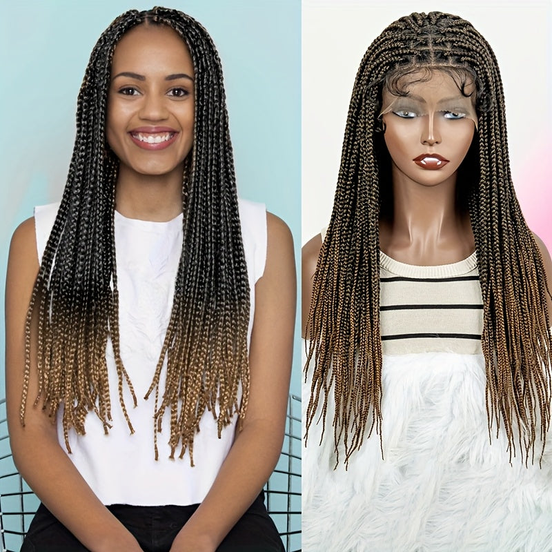 Knotless Box Braid Wig for Women — 360° HD Full Lace Synthetic Lace Front, Handmade Faux Locs, 26 & 38 Inch, Protective Style, Multiple Colors, All Ethnicities