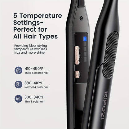 Mini 0.3 Inch Hair Straightener 2-in-1 Curler Titanium Plates 5 Heat Settings 450°F Dual Voltage Beard Bangs Short Hair Styling Tool Unisex for Men Women Valentine Gift