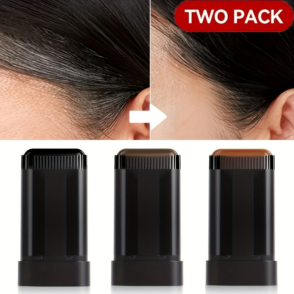 Disposable Hair Root Touch-Up Stick 2pcs - Portable Gray Coverage Hair Dye Stick with Plant-Based Squalane | Long-Lasting | 3 Shades | All Hair Types