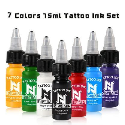Tattoo Ink Set Professional Pre-Dispersed NISIMP 7 & 14 Colors Vibrant Pigment Density Skin-Friendly Tattoo Ink for Outlining Shading Body Painting Beginners Hobbyists & Expert Tattoo Artists