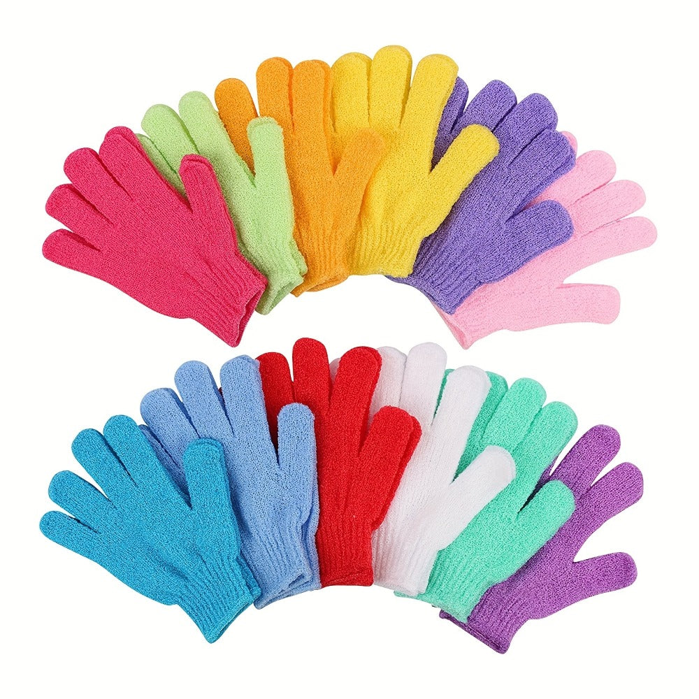 Exfoliating Shower Gloves 20 Pairs - Dual-Sided Nylon Bath Scrub Gloves for Body Exfoliation, Spa Massage & Deep Cleansing | Rose Red Exfoliating Mitts for Women & Men