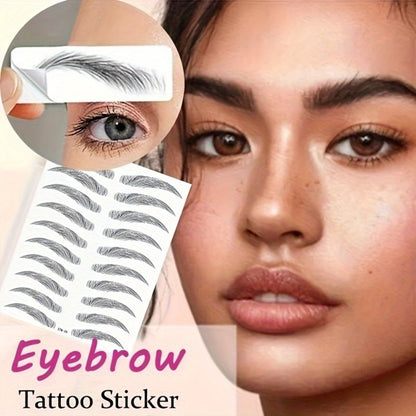 Eyebrow Tattoo Stickers 6D Waterproof Sweat-Proof 8 Pcs, Natural Look Realistic Eyebrow Temporary Tattoos Quick Apply for Women Girls, Semi Permanent Eyebrow Stamp Stencil