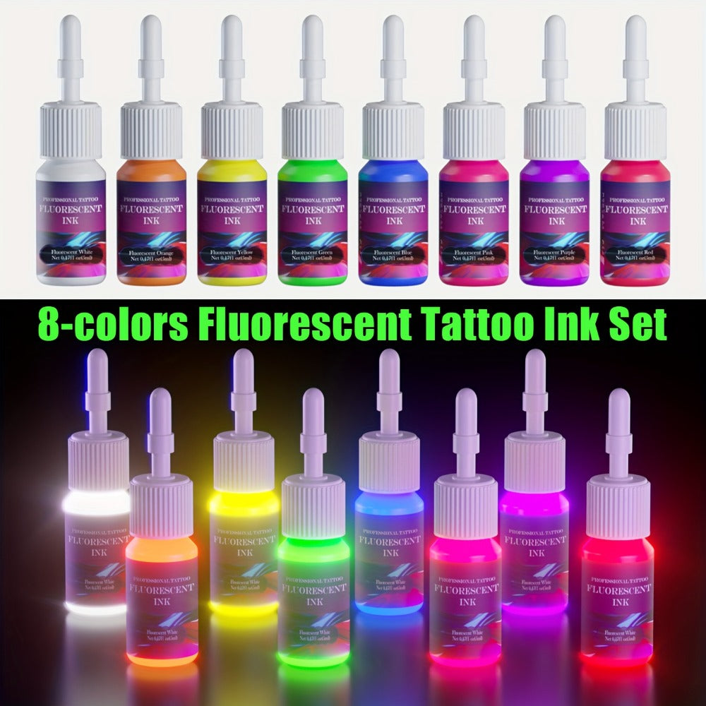 8pcs Fluorescent Color Body Painting Ink | 0.17oz DMTATTOO Full Color Body Painting Ink for Tattoos