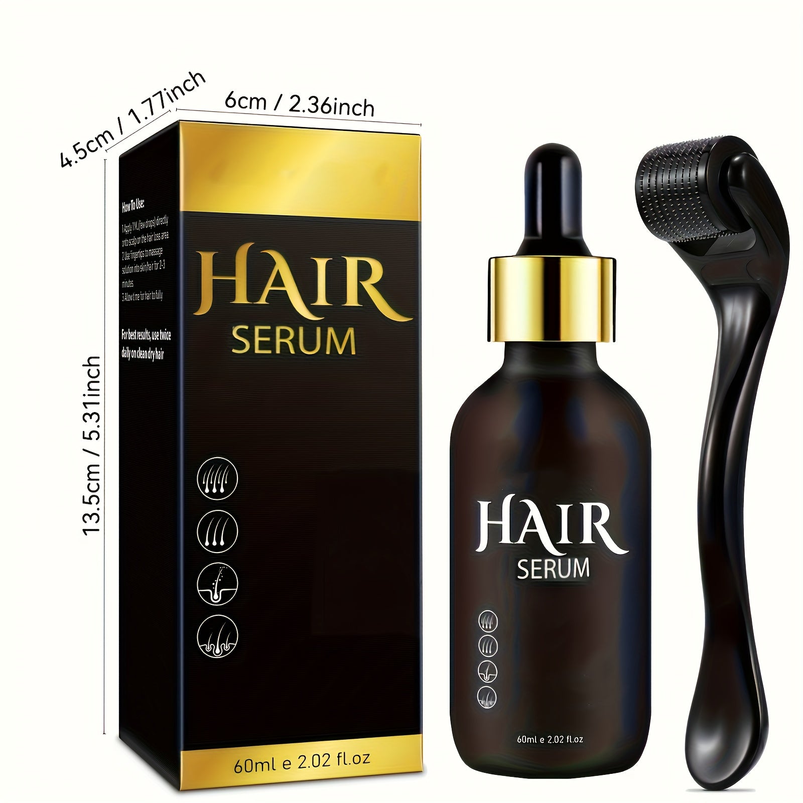 2.03oz Hair Nutrition Essence + A Roller Tool Set, Scalp Nutrition Essence, Apply to The Scalp, for Beard, Hair, Suitable for People with Sparse Hair