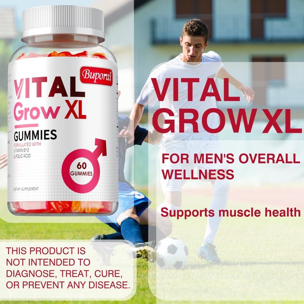 Vital Grow XL Gummies - with Sodium, Calcium, Magnesium - Supports Male Health, Muscle Health, Energy Support - 60pcs