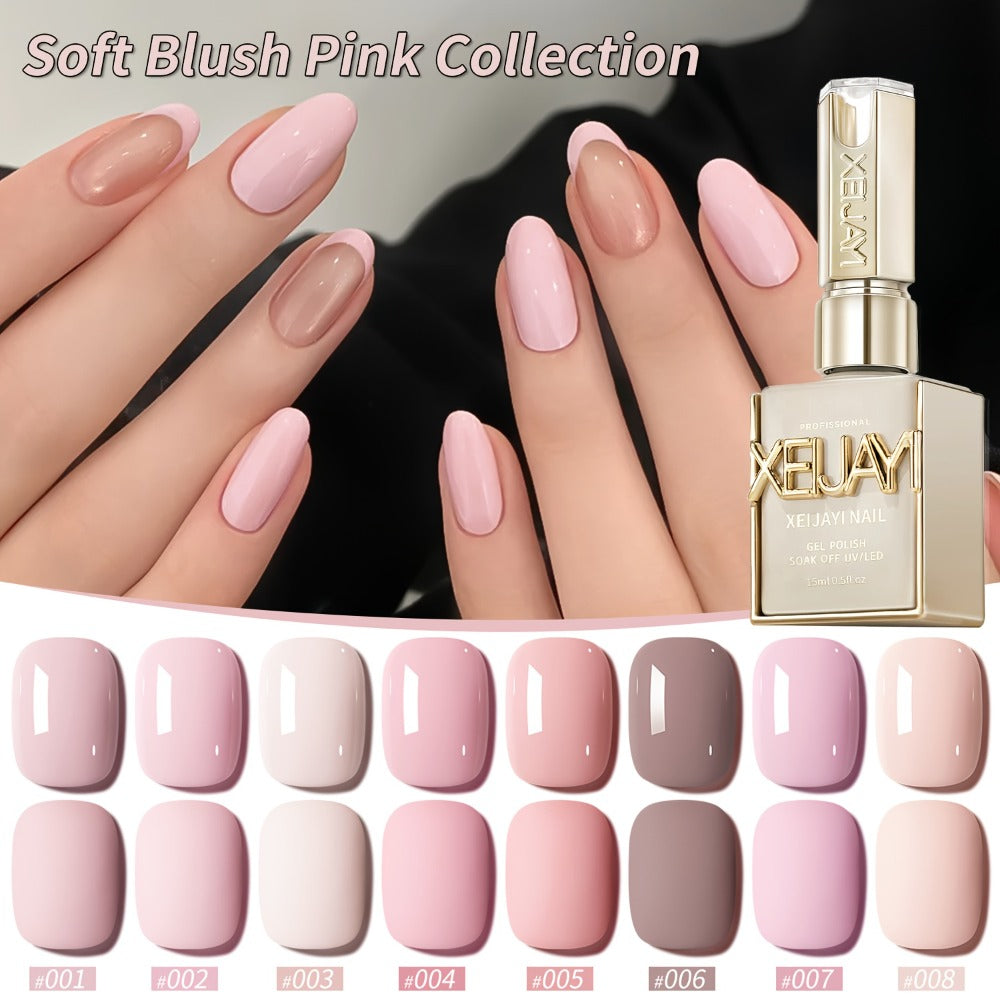 8pcs 0.51oz Gel Nail Polish Set Semi Permanent Gel Polish Kits All for Manicure Kit Soak Off LED Vernis Nail Art DIY Home Salon Gift for Women