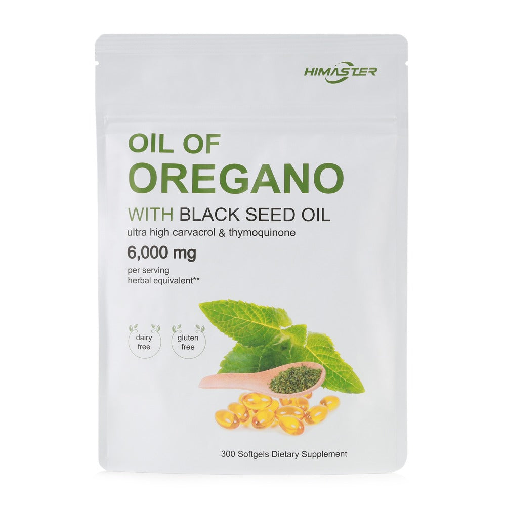 Himaster Oil of Oregano Softgels Per Serving, 300 Count 2 in 1 Formulated with Black Seed Plant Base