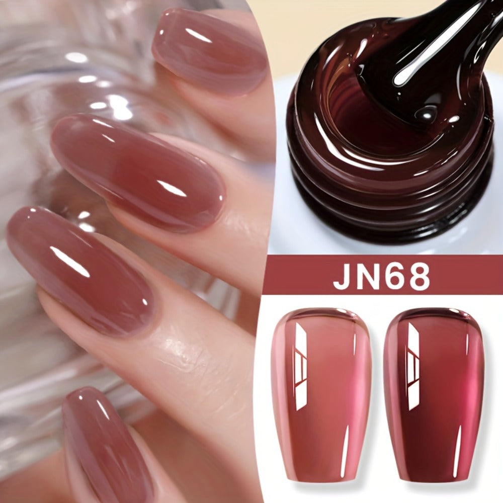 BORN PRETTY 0.34oz Jelly Gel Nail Polish Pink Nude Transparent Skin Color Soak Off LED Jade Nail Art Semi Permanent Varnish