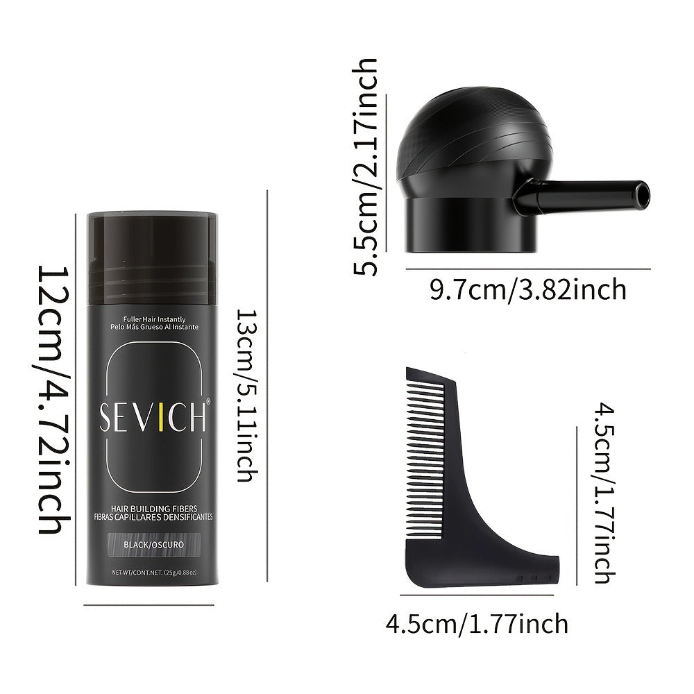 Hair Thickening Fibers Set 2-in-1 with Applicator - Natural Volume & Fuller Look for Thinning Hair, All Hair Types, 8 Colors, 3pcs or 4pcs Set