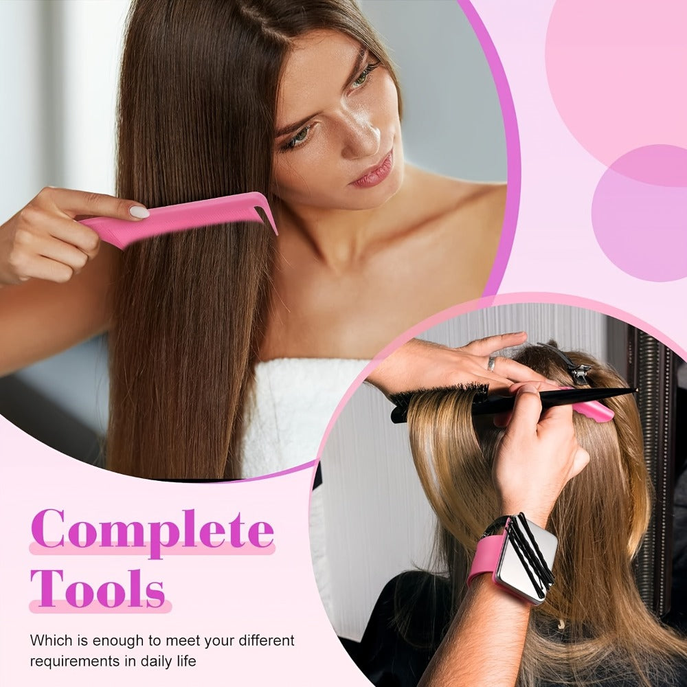Iron Wrist Bracelet for Curling Hair, Silicone Patting Hair Styling Separator, Crocodile Clip for Hair Salon, Hair Clip for Perming and Dyeing, Bangs Positioning Clip
