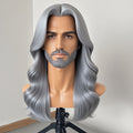 [Special Occasions] Men's Natural Look Curly Wig Suitable for Daily Wear & Special Occasions - Tangle-Free Lightweight Breathable Middle Part Wig with, Loose Curly Hairpiece for Balding, Thinning Hair, Comfortable Hairpiece for Skin Tones
