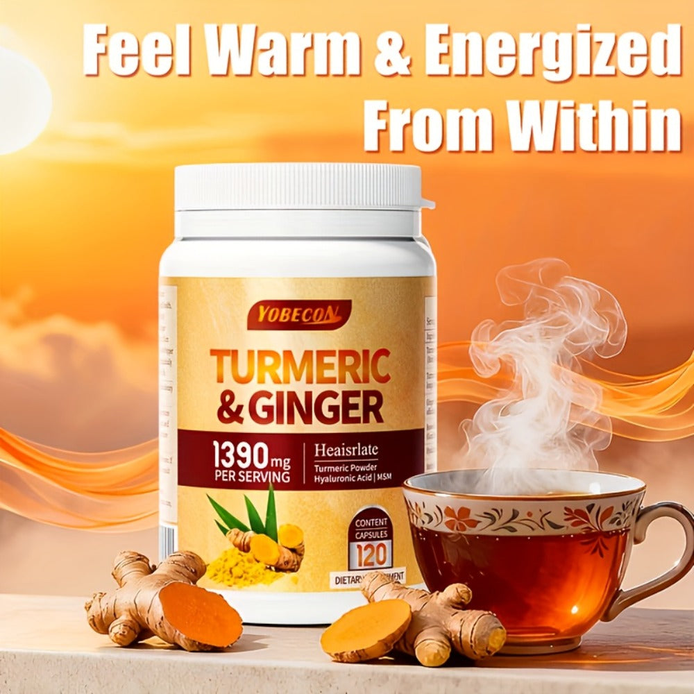[Turmeric Supplement] Sports Support, Skin And Digestion Health Helps Maintain Vitality And, Contains Black Pepper, Family Pack And Winter Gifts, 120 Powder Capsules