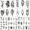 GLARYYEARS Temporary Tattoo for Men, 48pcs 12 Large 36 Small Fake Tattoos, Long-lasting Realistic Tattoo Stickers, Cool Skull Snake Death Designs for Adults Women, Black Body Half Arm Tattoos