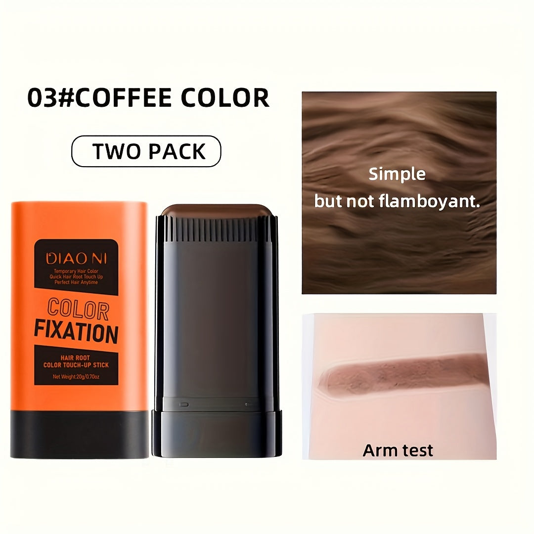 Disposable Hair Root Touch-Up Stick 2pcs - Portable Gray Coverage Hair Dye Stick with Plant-Based Squalane | Long-Lasting | 3 Shades | All Hair Types