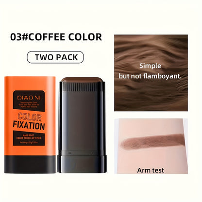 Disposable Hair Root Touch-Up Stick 2pcs - Portable Gray Coverage Hair Dye Stick with Plant-Based Squalane | Long-Lasting | 3 Shades | All Hair Types