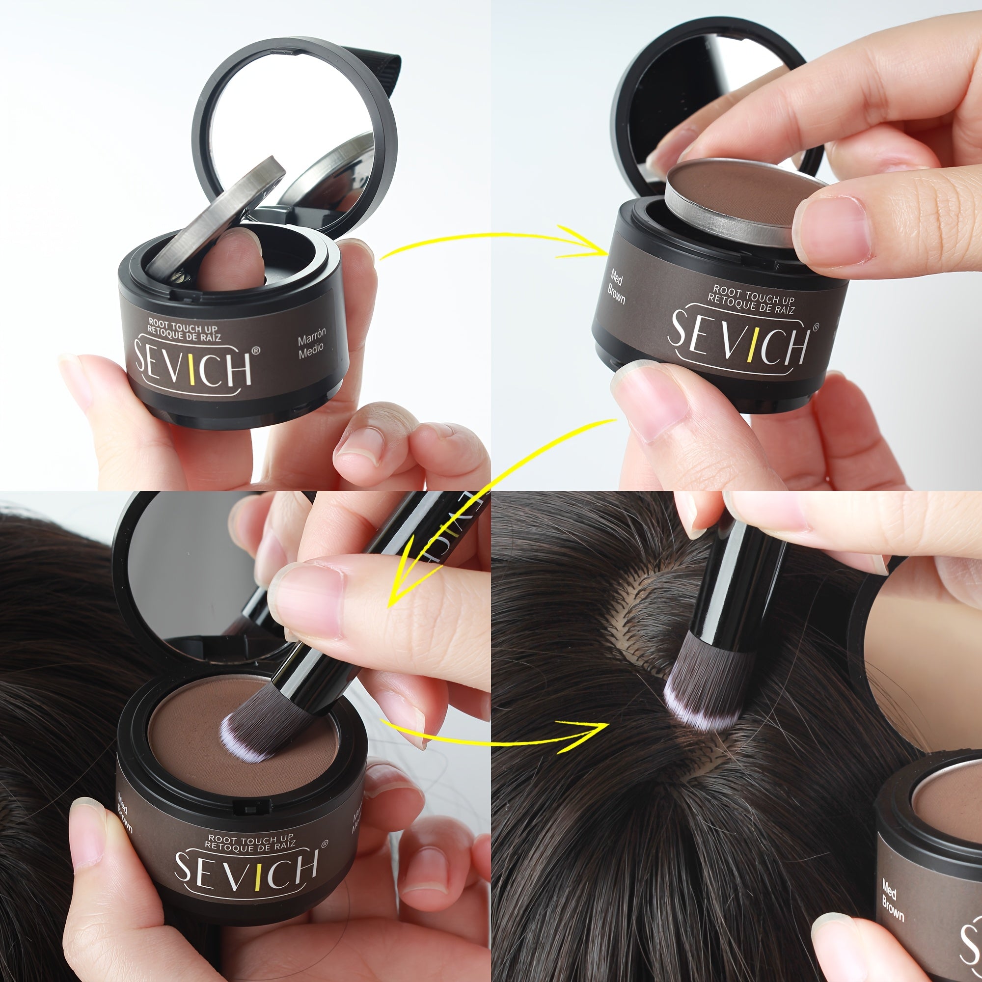 [local Warehouse]sevich Hairline Powder Waterproof Hairline Powder Kit (hair Shadow Powder 4g + 4g Refill+brush) Natural Eyebrow Powder Root Touch-Up, Long Lasting -For Men & Women - Instant Root Concealer For Grey Hair, Natural Finish, Travel Size