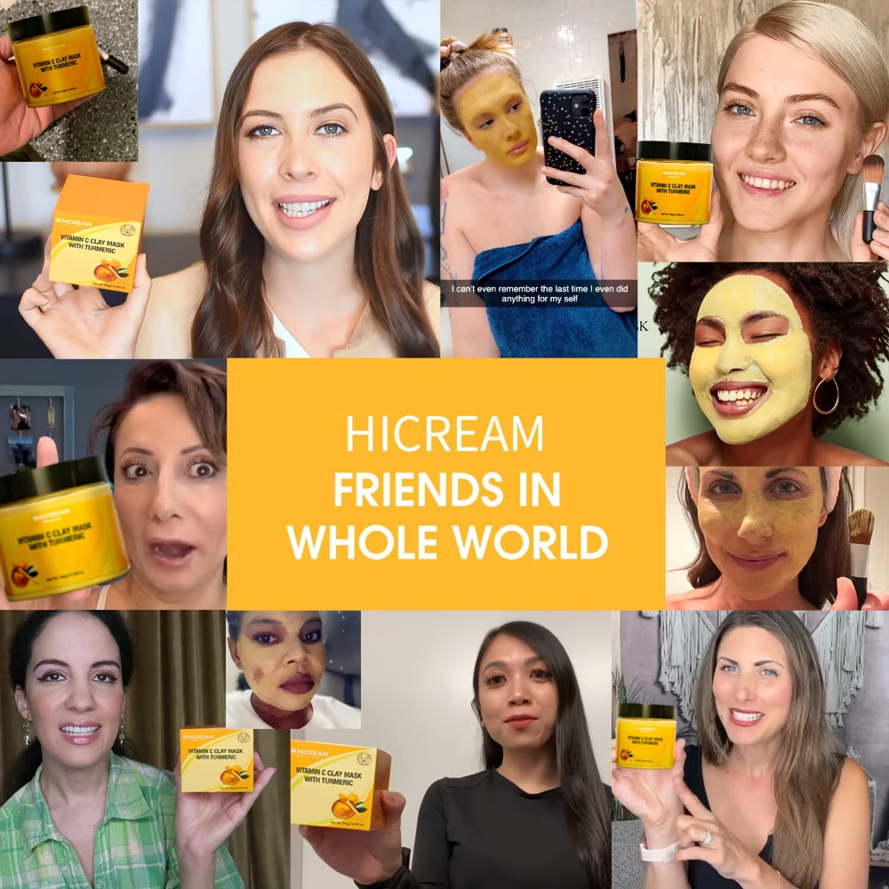 5.29 Oz Turmeric Vitamin C Clay Mask, Turmeric Facial Mud Mask, VC Cleansing Mask. Contains Natural Ingredients: Aloe Vera And Calendula, Making The Skin Fuller And Smoother, Low for Allergenic, Suitable for All Skin Types