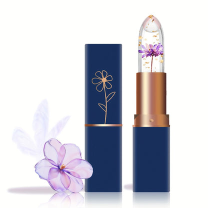 Flower Color Changing Lip Balm Set 6 Pcs - pH Reactive Tint Turns Pink, 6 Flavors, Moisturizing Transparent Lipstick, Cute Floral Design, Gift-Ready Beauty Makeup for Women & Girls