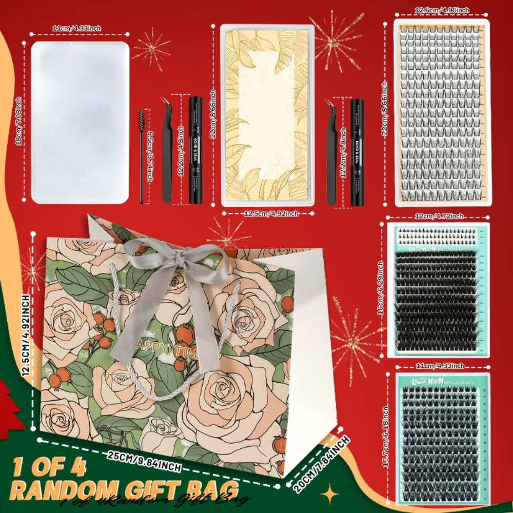 Lash Clusters Kit 5 Boxes Lash Clusters Gift/209/276/708/800pcs False Eyelashes, Fluffy Wispy Manga Fairy Lashes Top And Bottom Lash Clusters with Gift Bags, Natural Volume Lashes Long Lasting Reusable Lashes Beauty Gift for Mom Wife Daughter Friend
