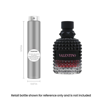 Born in Roma Intense Valentino Uomo EDP Travel Spray 5ml - Cardamom Amber Patchouli Iris Warm Masculine Designer Cologne Portable Atomizer Sample Gift for Men