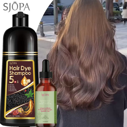 Hair Coloring Shampoo 5-in-1 Herbal Formula with Rosemary Oil - 100% Gray Hair Coverage Long Lasting Moisturizing Unisex Color Shampoo Set Black Brown Purple Red White Multi Color 500ml