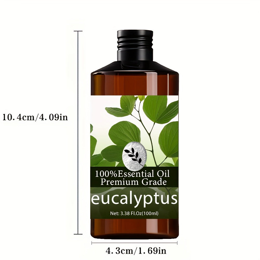 Eucalyptus Essential Oil 100ml Pure Care Grade Aromatherapy Massage Oil - Moisturizing Body Hair Nail Skin Care Fragrance Oil for Men Women Meditation Relaxation