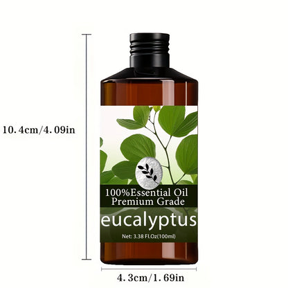 Eucalyptus Essential Oil 100ml Pure Care Grade Aromatherapy Massage Oil - Moisturizing Body Hair Nail Skin Care Fragrance Oil for Men Women Meditation Relaxation