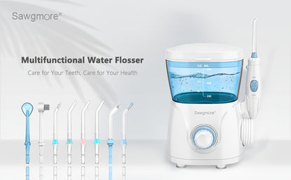 Water Flosser for Teeth and Braces Desktop Oral Irrigator 20oz Large Capacity 10 Adjustable Pressure Levels 8 Nozzles Professional Electric Teeth Cleaner for Family Adults Kids Gum Health Home Use