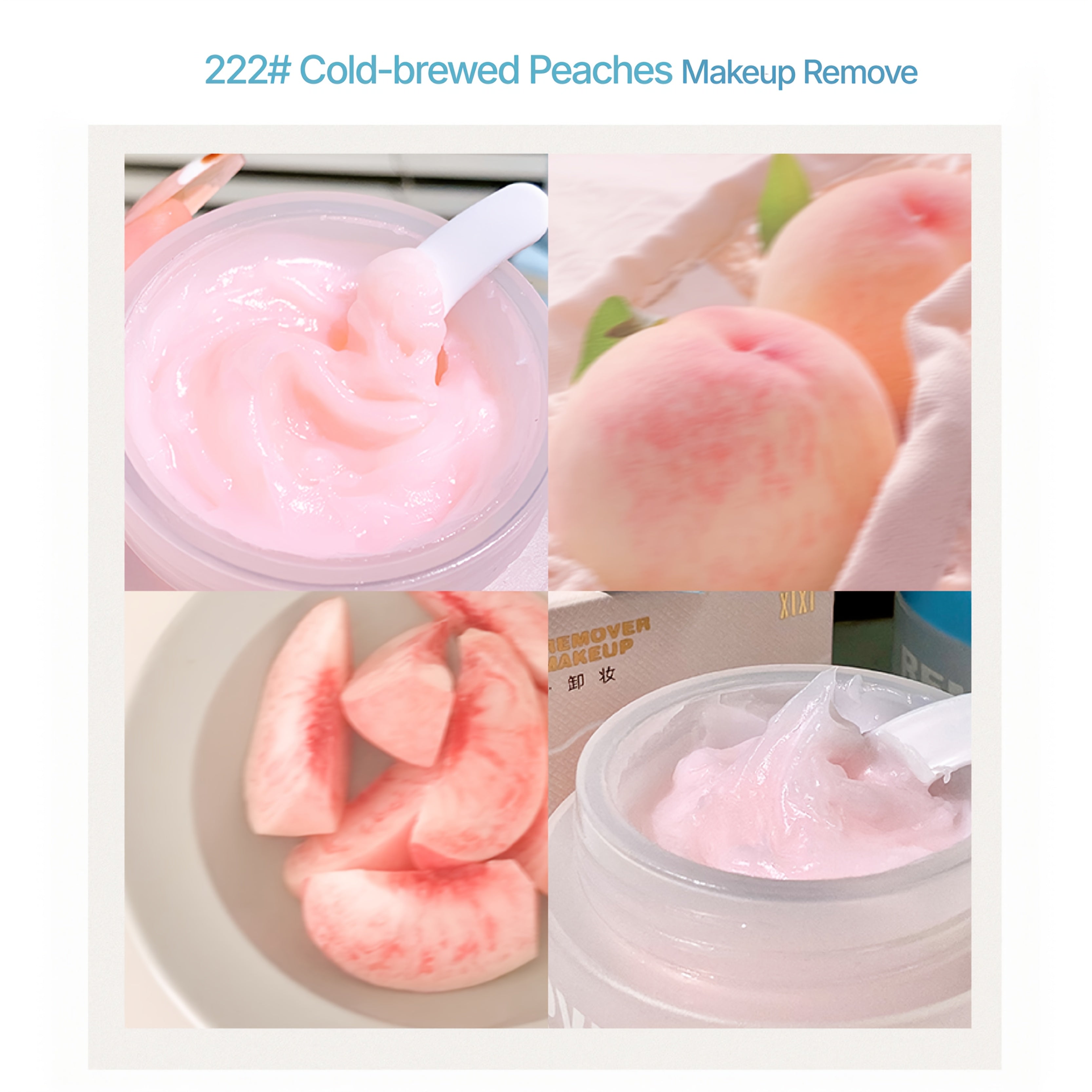 Xixi Makeup Remover Balm - Gentle Hydrating Cleansing Balm with Cold-brewed Peach, Fast-Melting No Residue Formula, Pastel Blue & Pink, for Sensitive/Neutral Light Beige - Spa-like Makeup Removal at Home