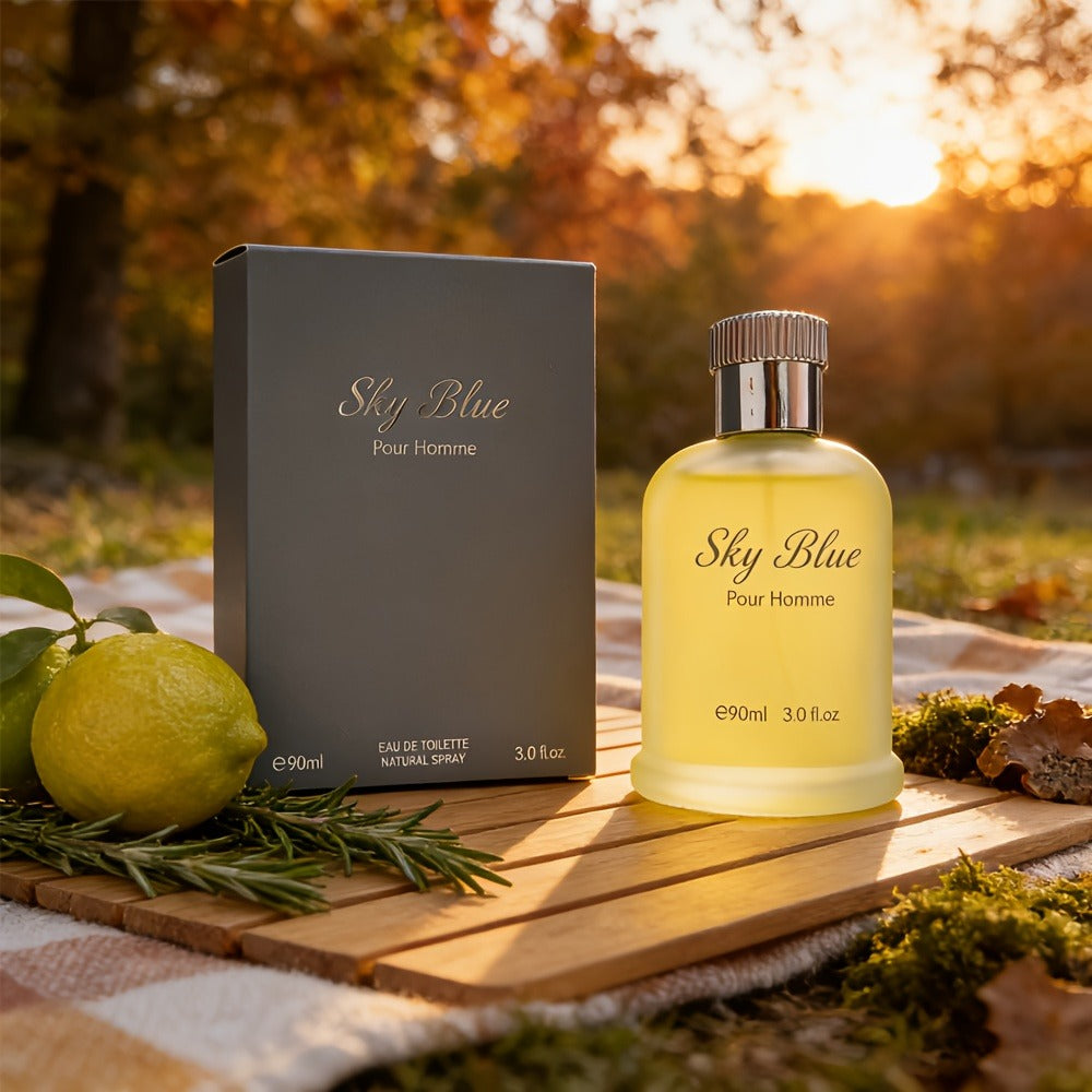 Men's Cologne Eau de Parfum Sky Blue - Bergamot Rosemary & Oak Moss Long Lasting Fresh Masculine Fragrance, No Propylene Glycol, Everyday Scent & Gift for Him