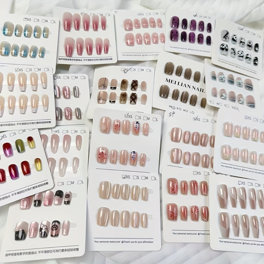 96pcs Of Press In Nails, Random Long Nails with Different Designs, Fake Nails for And - Daily Holiday Wear