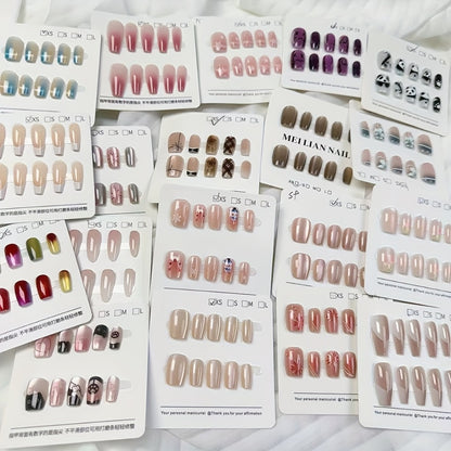 Press On Nails 96 Pieces - Long Fake Nails Random Assorted Designs | Full Cover False Nails for Daily Wear & Holiday, Mix Style Glossy Nail Set for Women Girls, Available in 1 Pack 2 Pack & 4 Pack