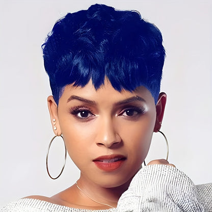 Short Pixie Cut Wig Synthetic Body Wave Heat Resistant for Women Rose Net Cap 4 Inch Multi Color Black Brown Red Blue Purple Green