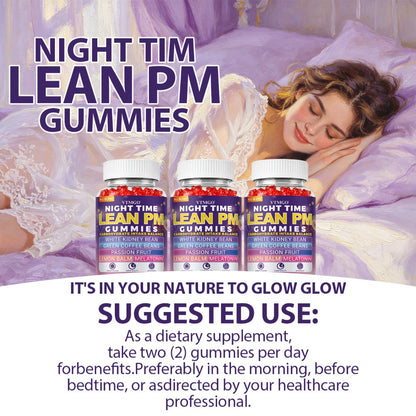 Night Time Lean PM Gummies — Melatonin, White Kidney Bean, Green Coffee, Lemon Balm & Passionflower | Sleep Support & Nighttime Wellness | Natural Quiet Balance Formula | 60 Gummies