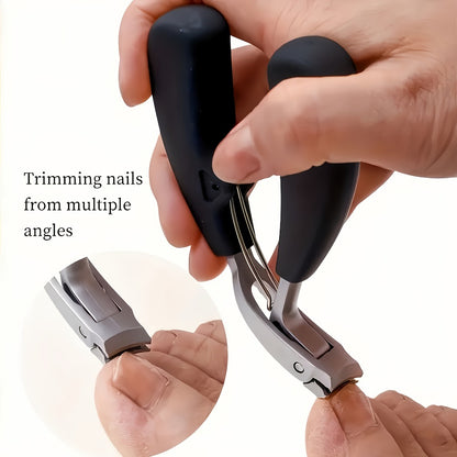 Heavy Duty Toenail Clipper Kit 4 Piece Stainless Steel | Convex Blade Ingrown Toenail Cutter with Nail File Ergonomic Non-Slip Handle | Thick Overgrown Nail Care Set for Men Women Seniors Diabetic Foot Care