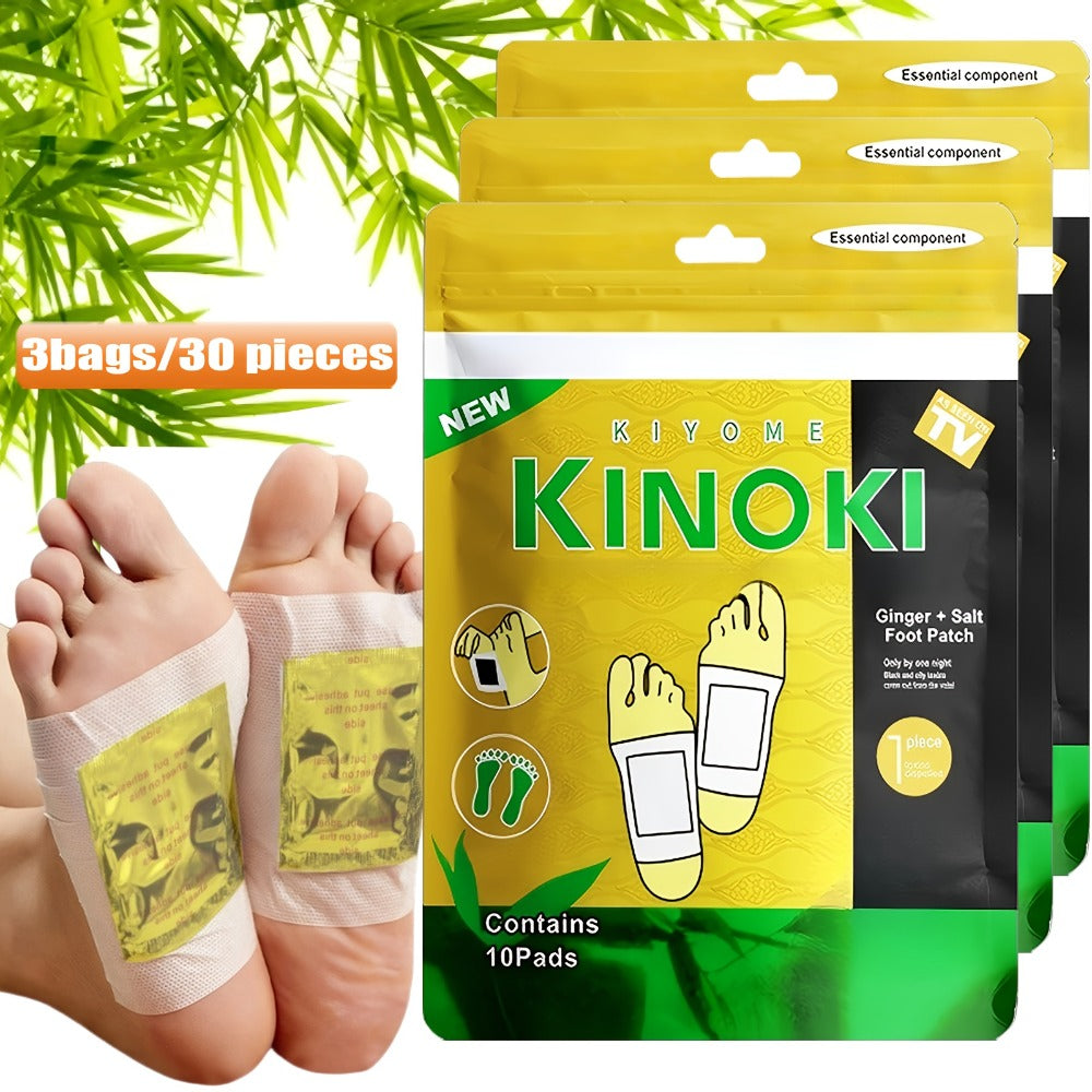 30 Golden Deep Cleaning And Care Foot Pads, Natural Moisturizing Non-alcoholic Foot Pads, Natural Bamboo Vinegar Ginger Powder Plant Ingredients, Foot Massage Pads After Foot Bath - Portable Foot Scrubbing And Care For Home And Office Use
