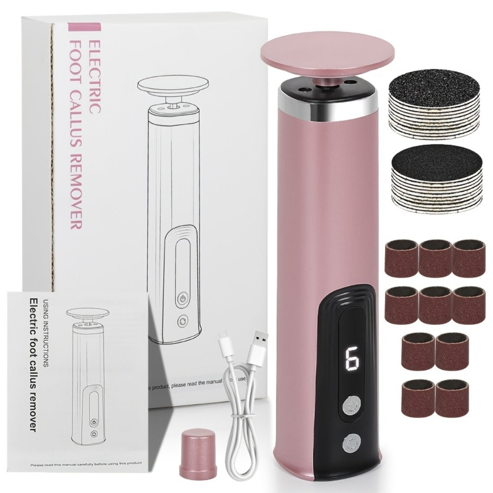 2-In-1 Electric Foot Trimmer USB Rechargeable Foot File Tool Adjustable Speed Portable with 2 Sanding Heads And 10 Sandpaper Pads