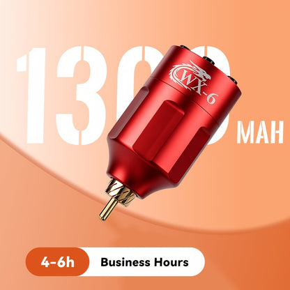 Tattoo Battery Wireless Power Supply Portable Rechargeable - LED Digital Display RCA DC Connector Coreless Motor for Rotary Tattoo Pen Machine Red Silver Black