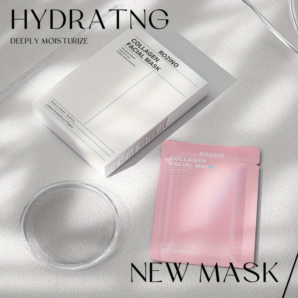 ROZINO 20pcs Collagen Mask, Deeply Moisturizing, A Night-time Hydrating Mask, A Skin Care Product Suitable for Sensitive Skin