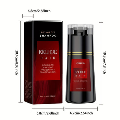 Red Hair Dye Shampoo 3-in-1 Color Moisturizing Cleansing - Easy At-Home Hair Coloring Shampoo for Vibrant Uniform Red Hair Soft Bright Finish Semi Permanent Hair Color 200ml 2 Pack